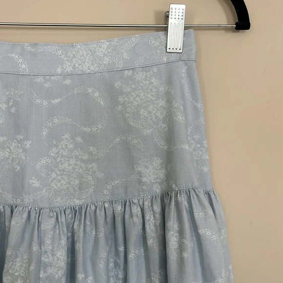 Vintage 80s Gunne Sax Skirt Blue Midi Prairie Floral - Picture 2 of 6